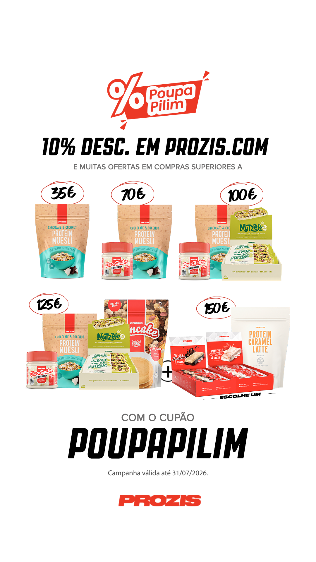 Campanha Prozis 10% desconto direto e produtos de oferta – Julho 2026