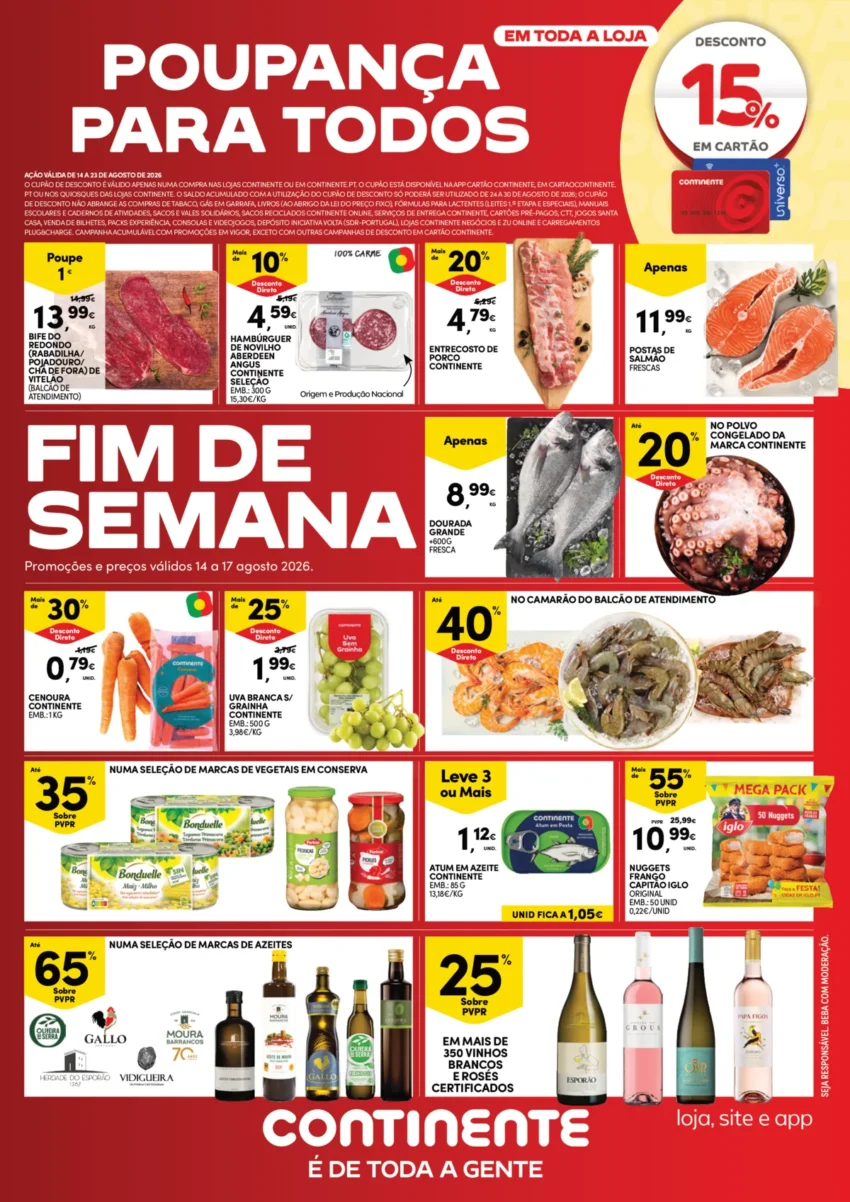 Página 1 do Folheto Continente Fim Semana